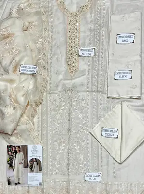 3 Pcs Women's Unstitched Plain Suit thumbnail 3