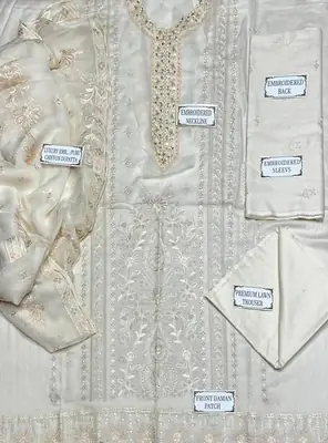 3 Pcs Women's Unstitched Plain Suit thumbnail 4