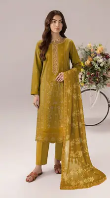3 Pcs Women's Unstitched Plain Suit