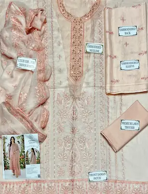 3 Pcs Women's Unstitched Plain Suit thumbnail 3