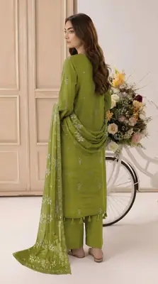 3 Pcs Women's Unstitched Plain Suit thumbnail 2