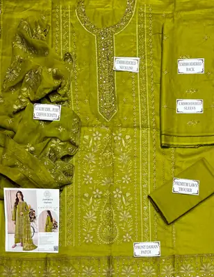 3 Pcs Women's Unstitched Plain Suit thumbnail 3