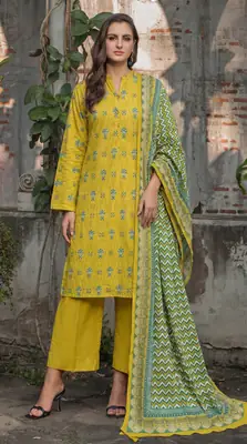 3 Pcs Women's Unstitched Printed Suit