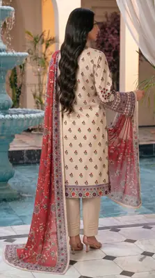 3 Pcs Women's Unstitched Printed Suit thumbnail 2