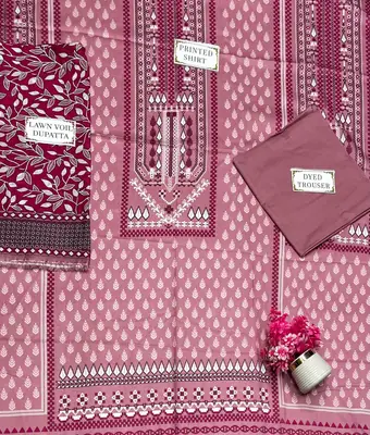 3 Pcs Women's Unstitched Printed Suit thumbnail 4