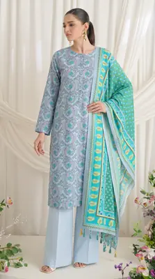 3 Pcs Women's Unstitched Printed Suit
