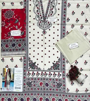 3 Pcs Women's Unstitched Printed Suit thumbnail 3