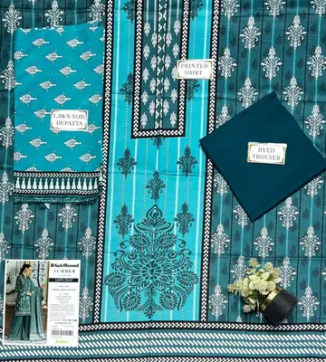 3 Pcs Women's Unstitched Printed Suit thumbnail 3