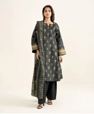 3 Pcs Women's Unstitched Printed Suit thumbnail 2