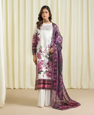 3 Pcs Women's Unstitched Printed Suit thumbnail 2