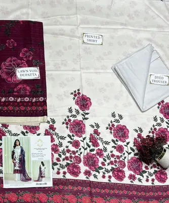 3 Pcs Women's Unstitched Printed Suit thumbnail 3