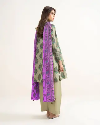 3 Pcs Women's Unstitched Printed Suit thumbnail 2