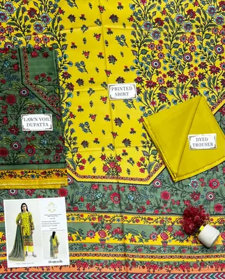 3 Pcs Women's Unstitched Printed Suit thumbnail 3