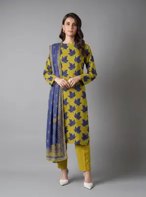 3 Pcs Women's Unstitched Printed Suit