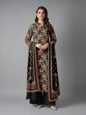 3 Pcs Women's Unstitched Printed Suit