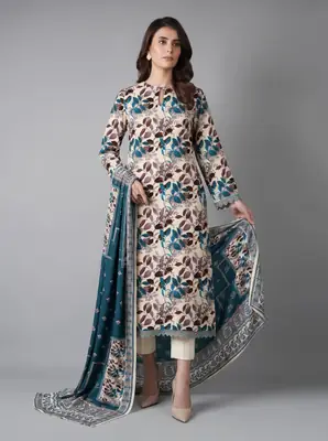 3 Pcs Women's Unstitched Printed Suit