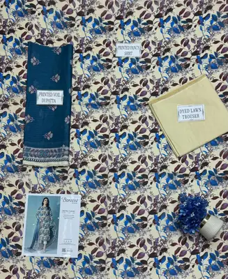 3 Pcs Women's Unstitched Printed Suit thumbnail 3