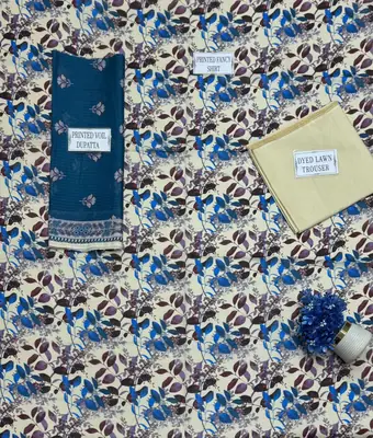 3 Pcs Women's Unstitched Printed Suit thumbnail 4