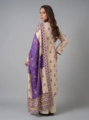 3 Pcs Women's Unstitched Printed Suit thumbnail 2