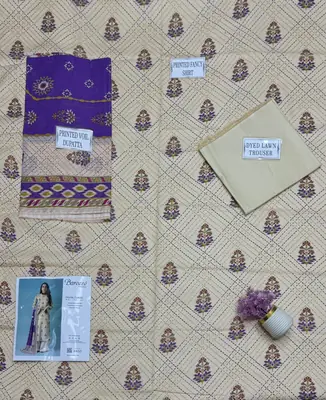 3 Pcs Women's Unstitched Printed Suit thumbnail 3