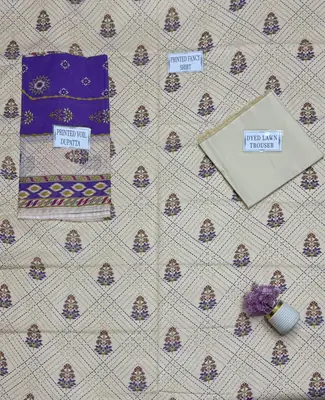 3 Pcs Women's Unstitched Printed Suit thumbnail 4