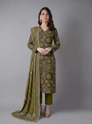 3 Pcs Women's Unstitched Printed Suit