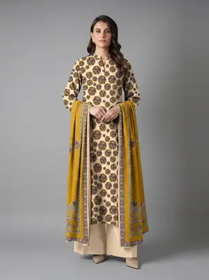3 Pcs Women's Unstitched Printed Suit