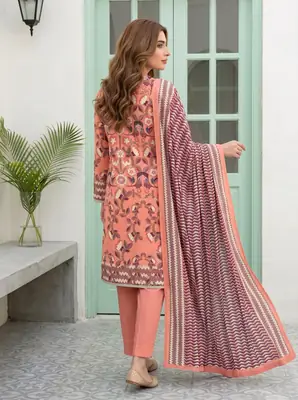 3 Pcs Women's Unstitched Printed Suit thumbnail 2