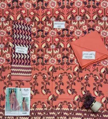 3 Pcs Women's Unstitched Printed Suit thumbnail 3