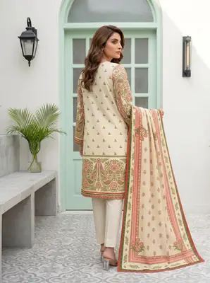 3 Pcs Women's Unstitched Printed Suit thumbnail 2