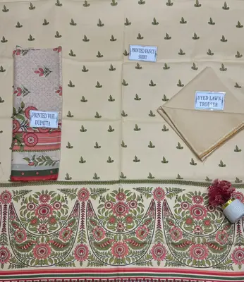 3 Pcs Women's Unstitched Printed Suit thumbnail 4