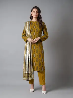 3 Pcs Women's Unstitched Printed Suit