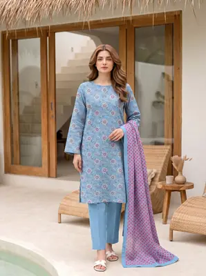 3 Pcs Women's Unstitched Printed Suit