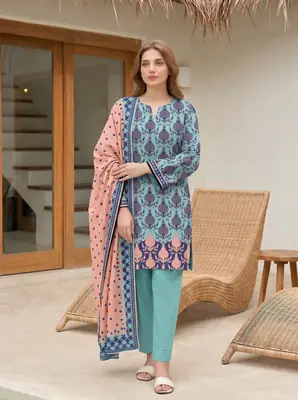 3 Pcs Women's Unstitched Printed Suit