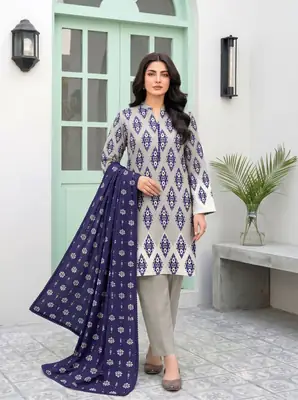 3 Pcs Women's Unstitched Printed Suit