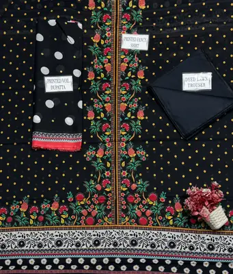 3 Pcs Women's Unstitched Printed Suit thumbnail 4