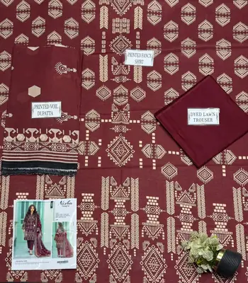 3 Pcs Women's Unstitched Printed Suit thumbnail 3