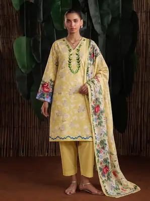 3 Pcs Women's Unstitched Printed Suit