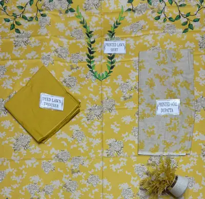 3 Pcs Women's Unstitched Printed Suit thumbnail 4