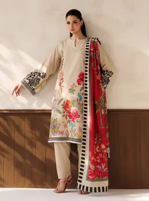 3 Pcs Women's Unstitched Printed Suit