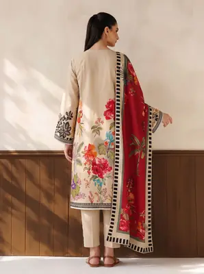 3 Pcs Women's Unstitched Printed Suit thumbnail 2