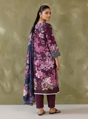 3 Pcs Women's Unstitched Printed Suit thumbnail 2