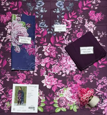 3 Pcs Women's Unstitched Printed Suit thumbnail 3