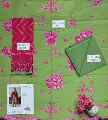 3 Pcs Women's Unstitched Printed Suit thumbnail 3