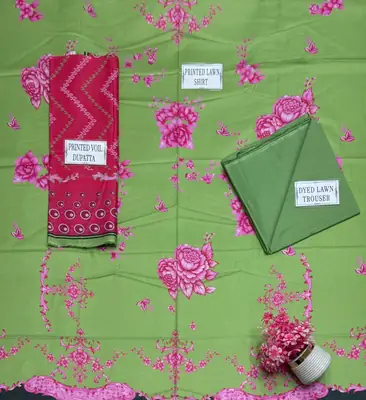 3 Pcs Women's Unstitched Printed Suit thumbnail 4