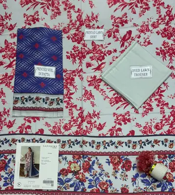 3 Pcs Women's Unstitched Printed Suit thumbnail 3