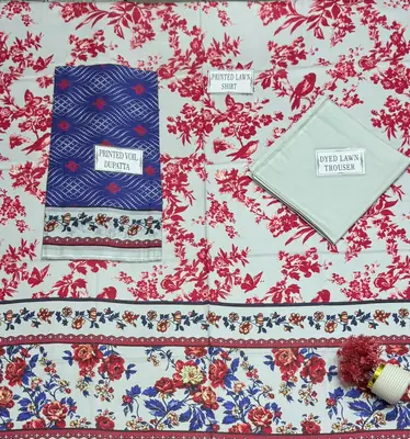 3 Pcs Women's Unstitched Printed Suit thumbnail 4