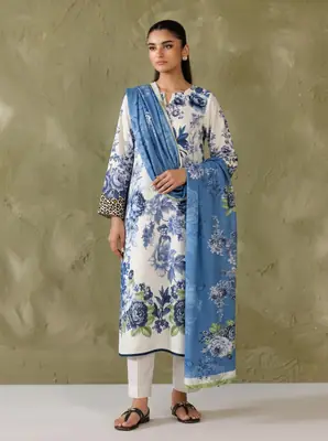 3 Pcs Women's Unstitched Printed Suit