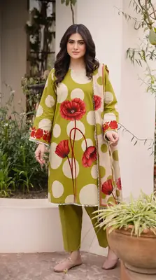 3 Pcs Women's Unstitched Printed Suit