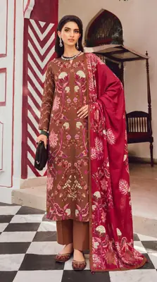 3 Pcs Women's Unstitched Printed Suit